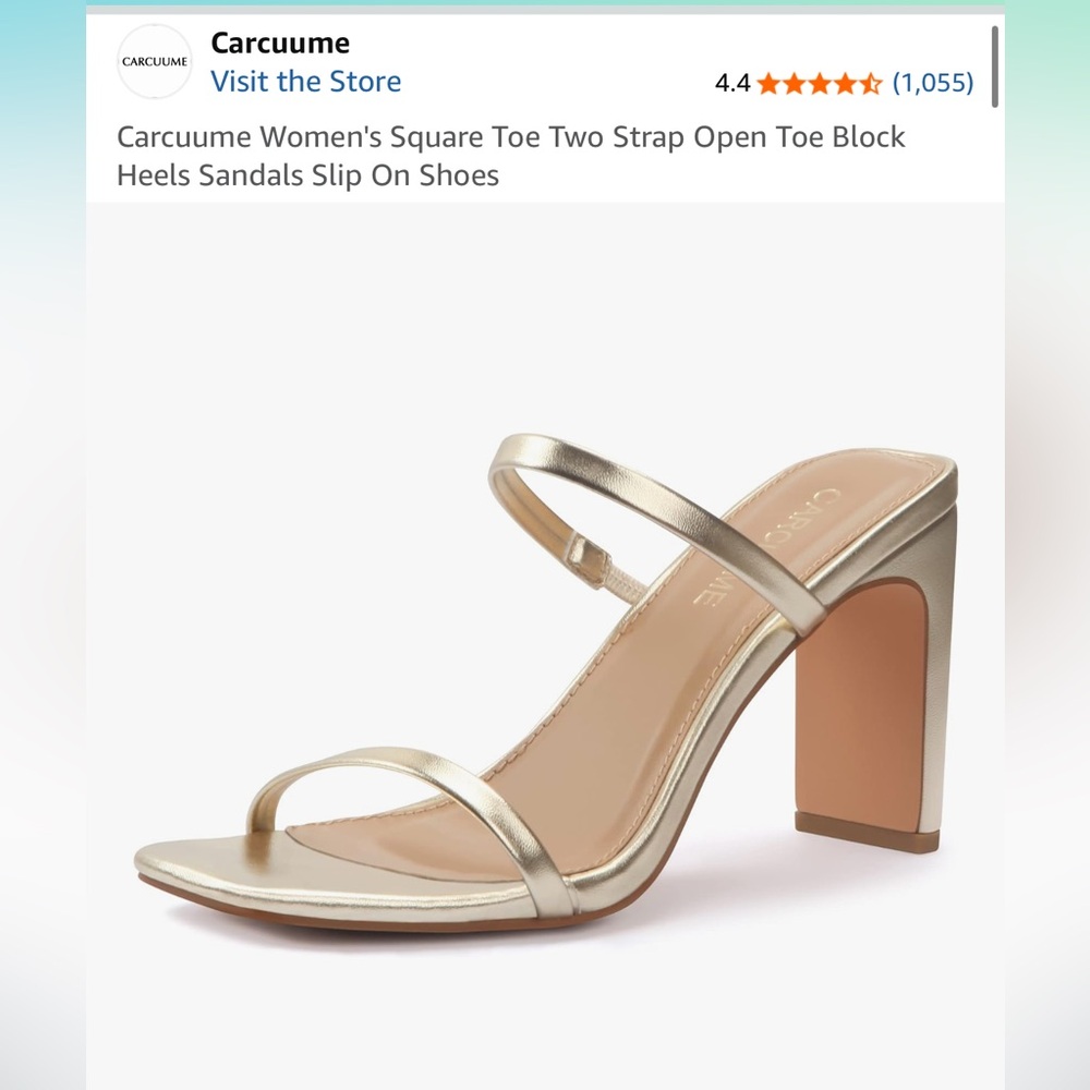Women's Gold Block Heel Sandals size 9